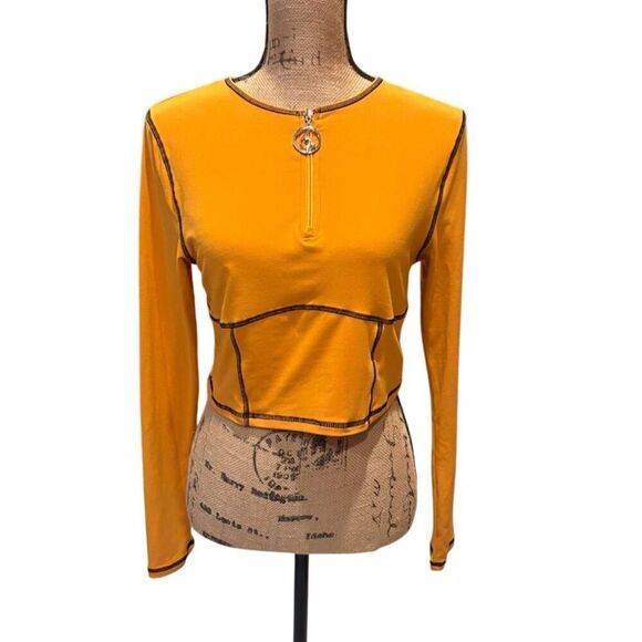 Baby Phat Women's Orange Long Sleeve Cutout Crop Top Size L - Picture 1 of 9